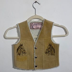 Vintage Pyrography Horse Vest with “Chris O” on back
